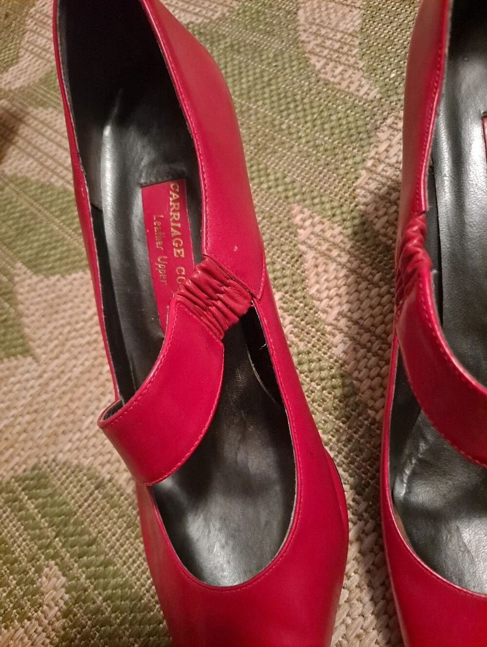 Red Leather Mary Jane Pumps
